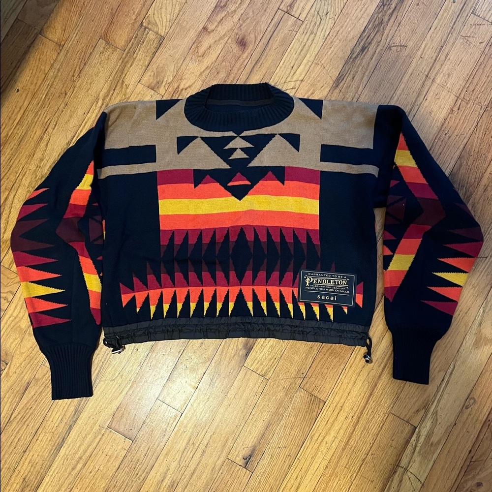 Sacai x Pendleton pullover navy sweater